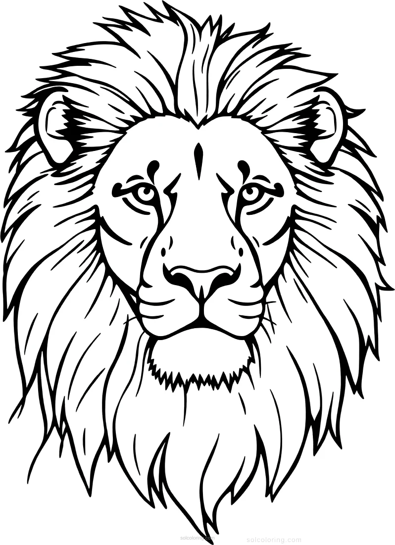Lion Mane Portrait coloring page for kids