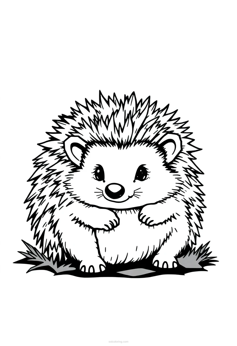 Little Hedgehog coloring page for kids