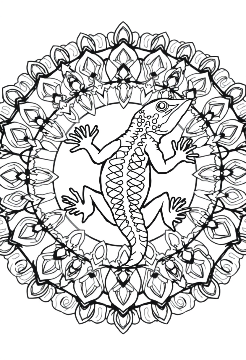 Lizard coloring page, free printable standard style for kids and adults