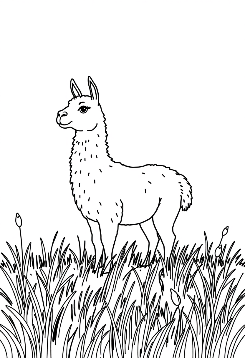 Llama In Meadow coloring pages