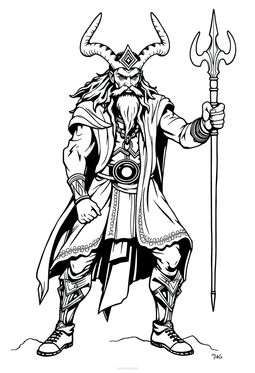 Loki Trickster God coloring page for kids