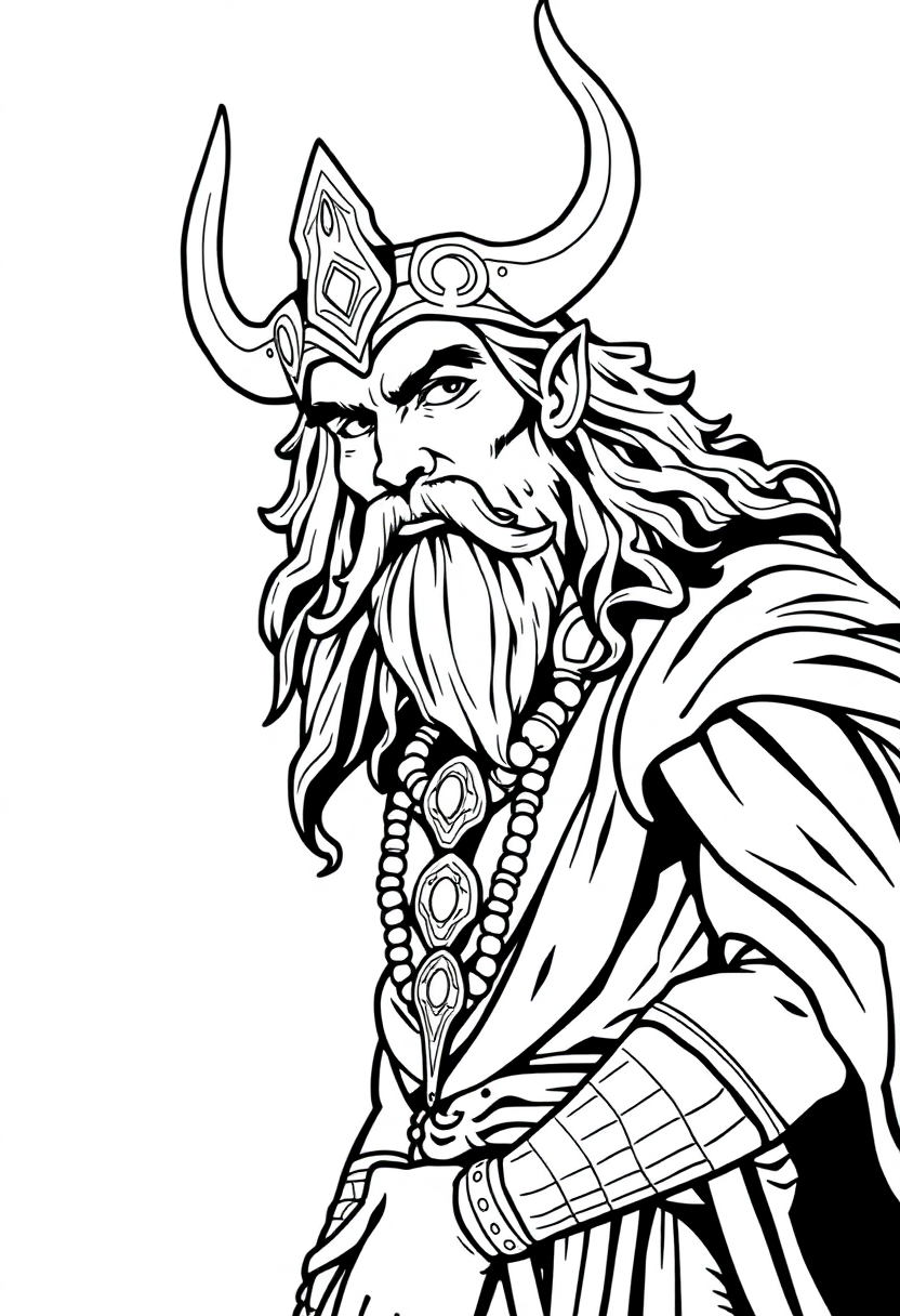 Loki Trickster God coloring page, free printable