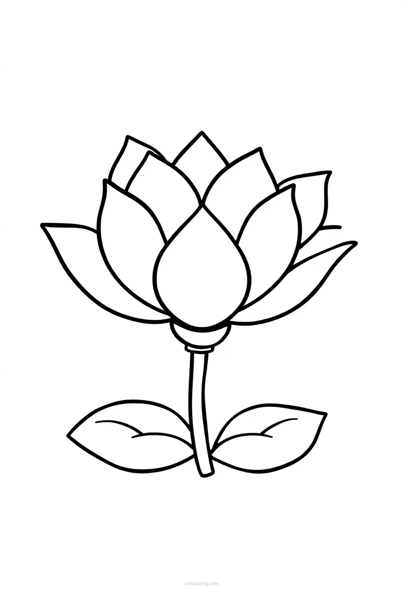 Lotus Cute Cartoon coloring page for kids