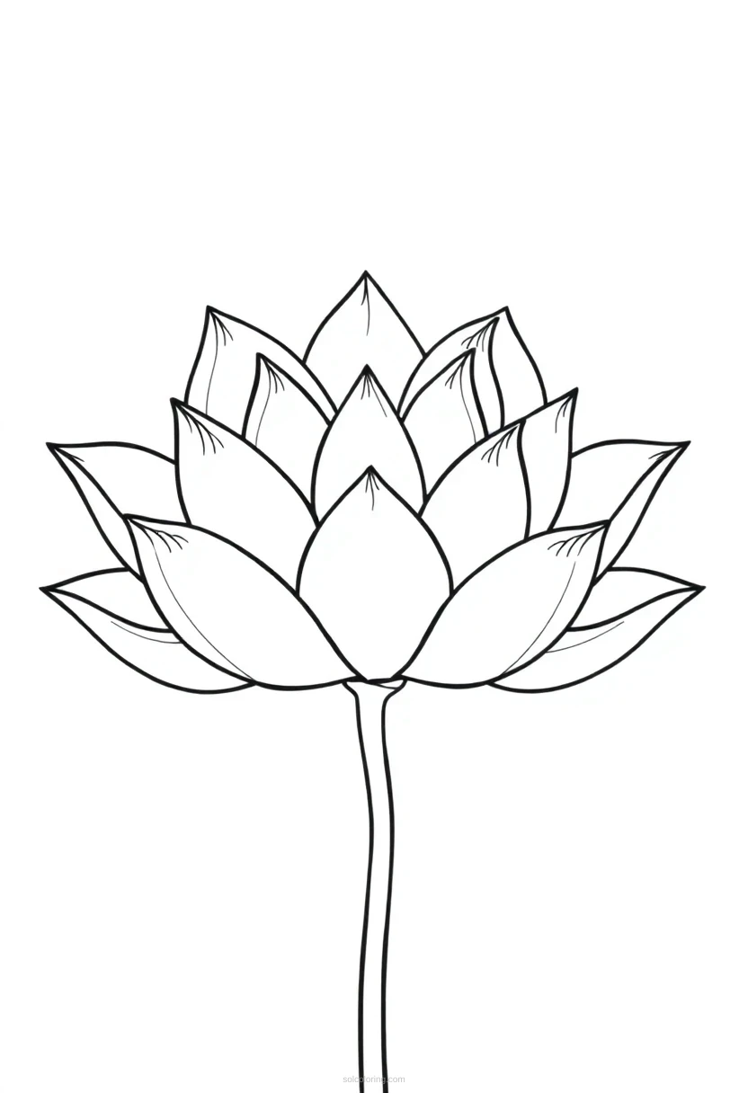 Lotus Cute Cartoon coloring page for kids