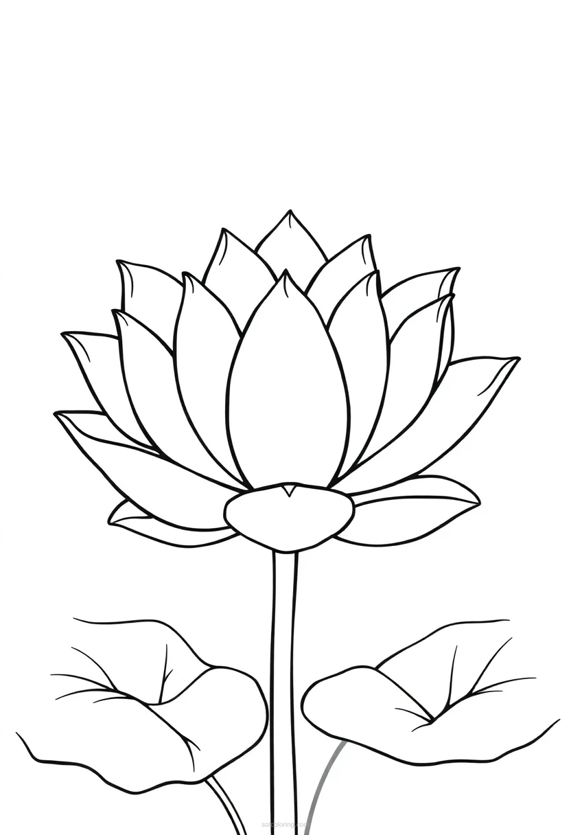 Lotus Cute Cartoon coloring page for kids