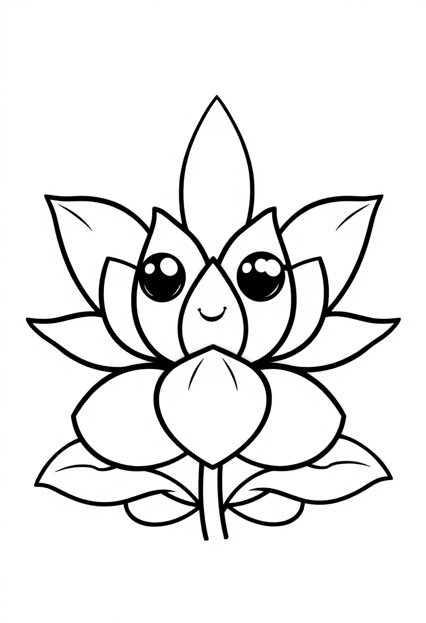 Lotus coloring page, free printable