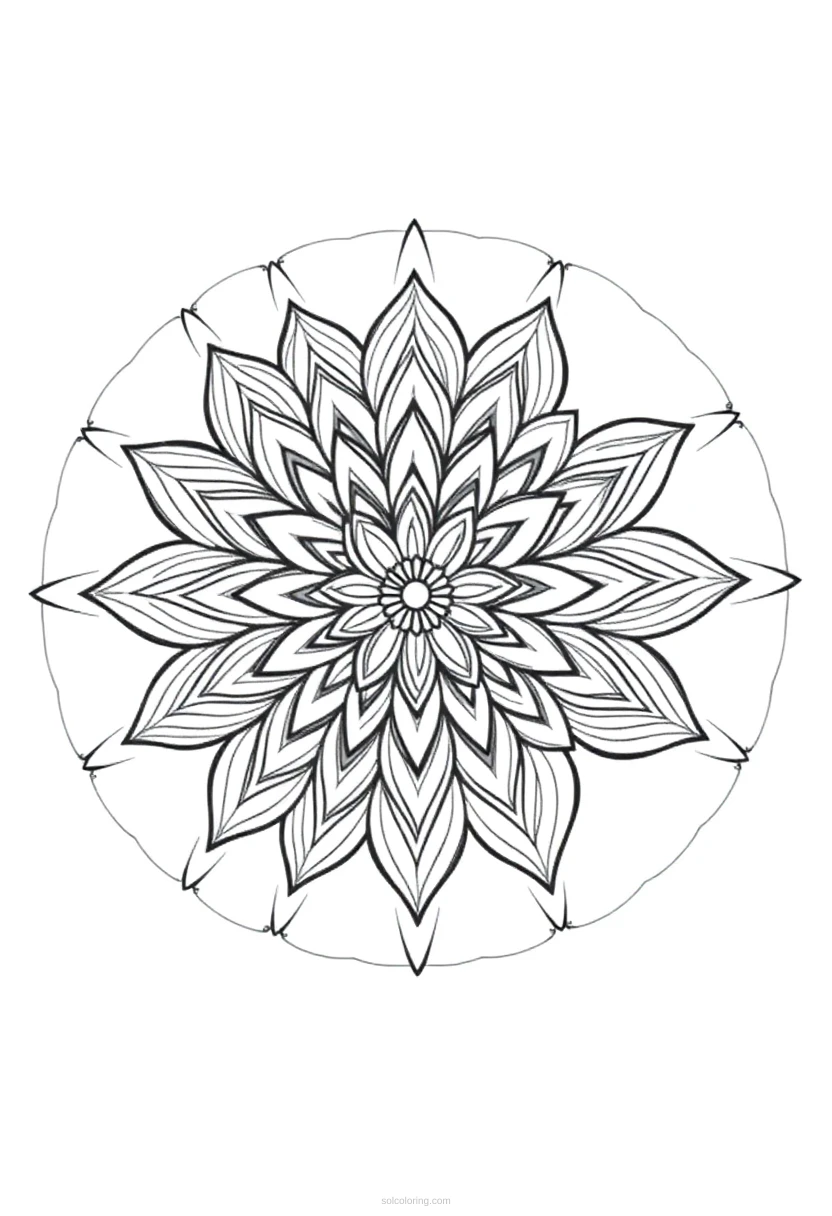 Lotus Flower Mandala coloring page for kids