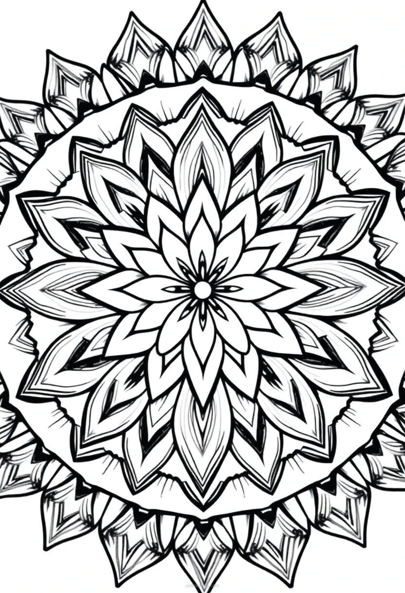 Lotus Flower Mandala coloring page for kids