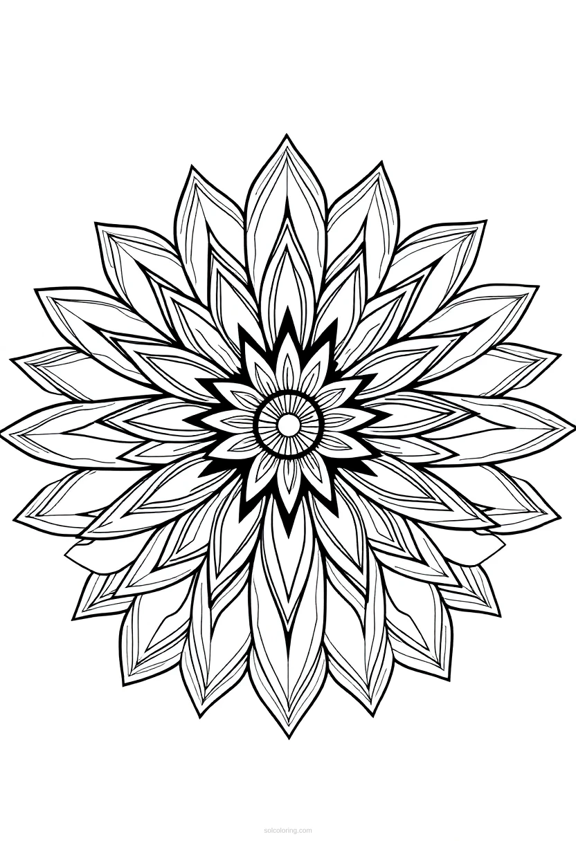 Lotus Flower Mandala coloring page for kids
