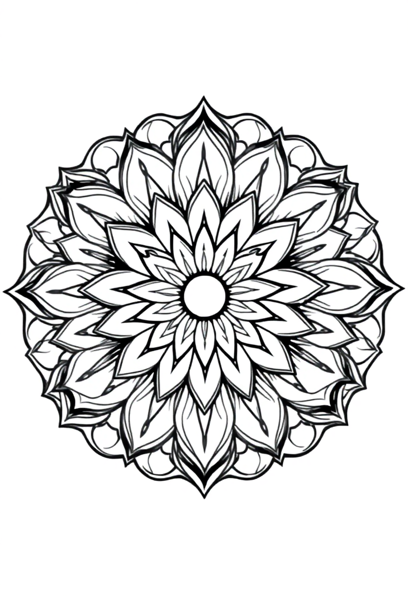 Lotus Flower Sacred Mandala coloring page for kids