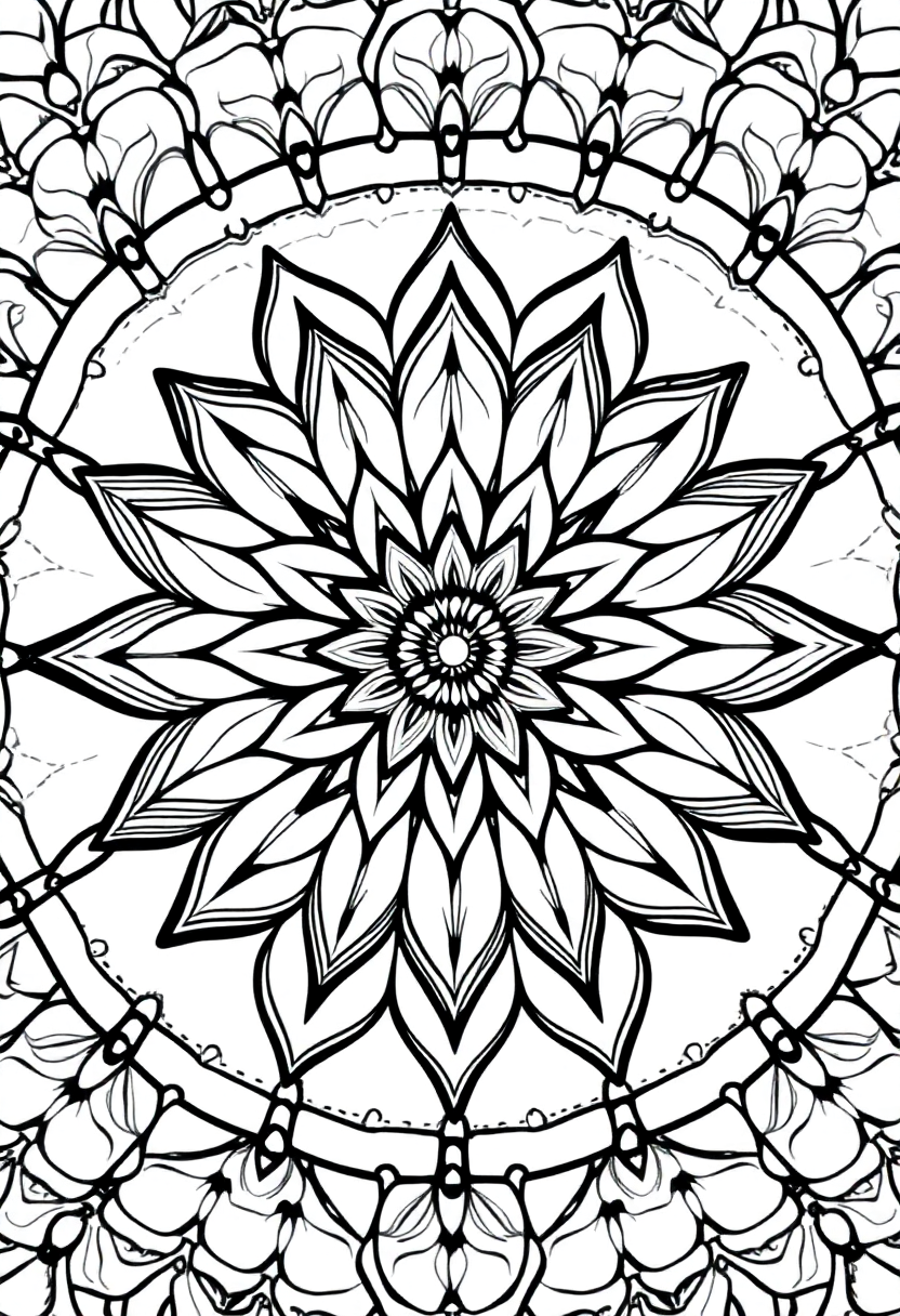 Lotus Flower Sacred Mandala coloring page for kids