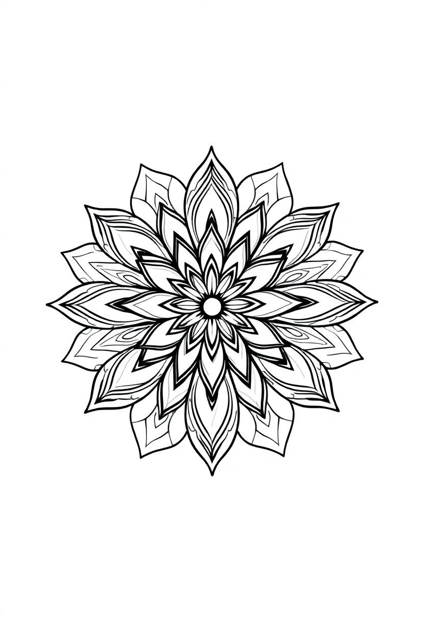 Lotus Flower Sacred Mandala coloring page for kids