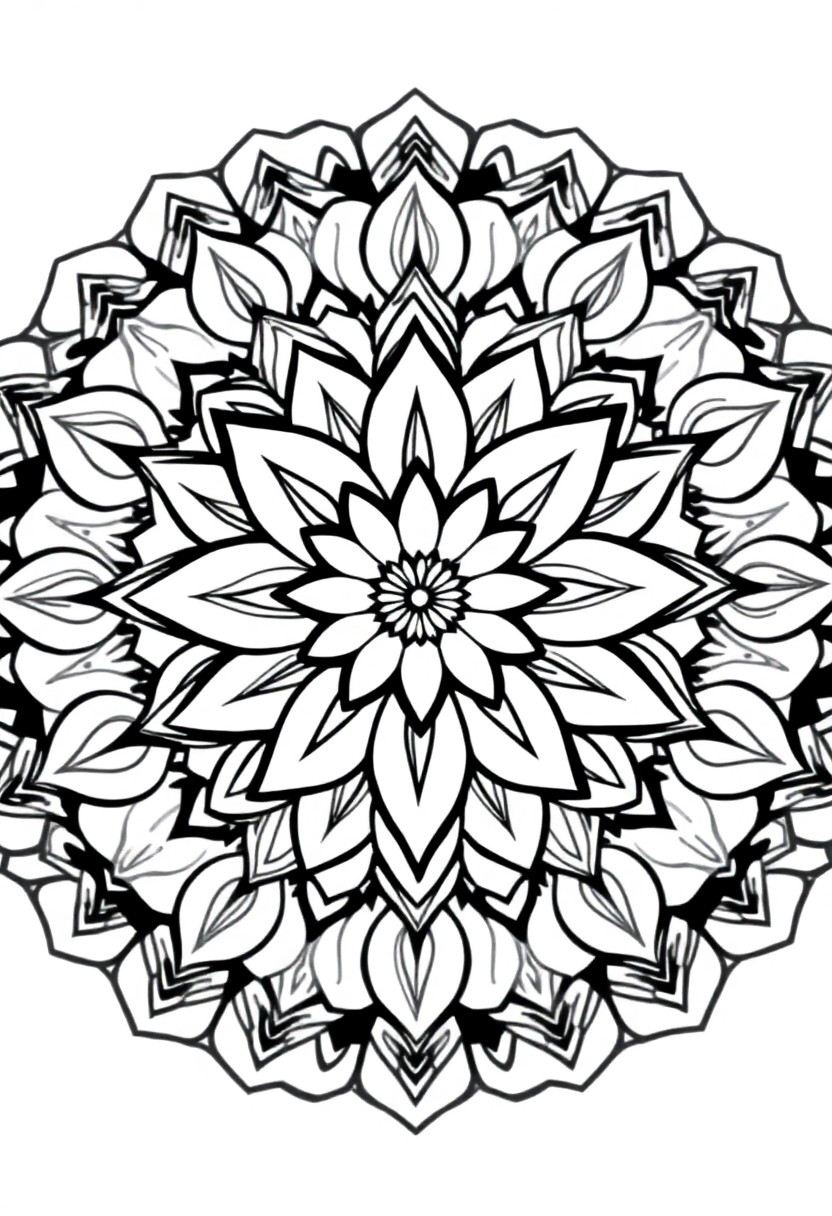 Lotus Flower Sacred Mandala coloring page for kids