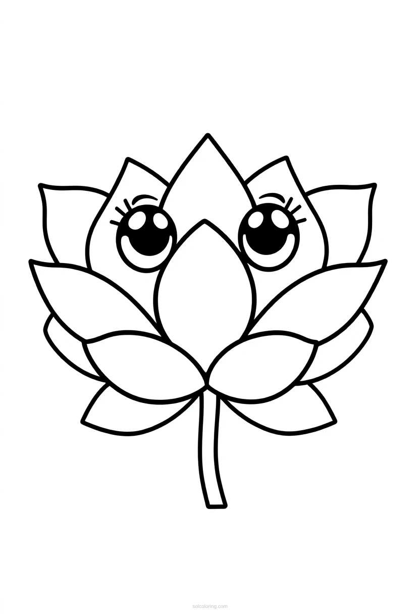 Lotus Simple coloring page for kids
