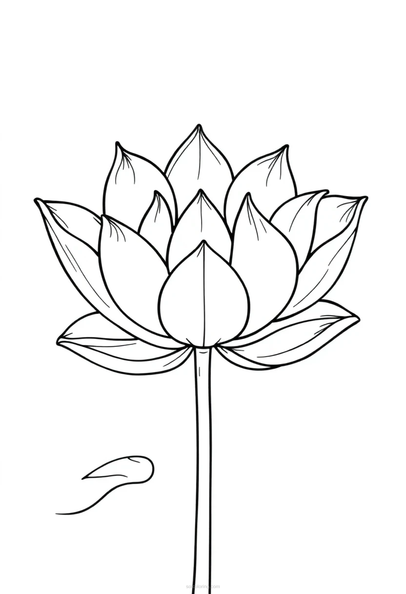 Lotus Simple coloring page for kids