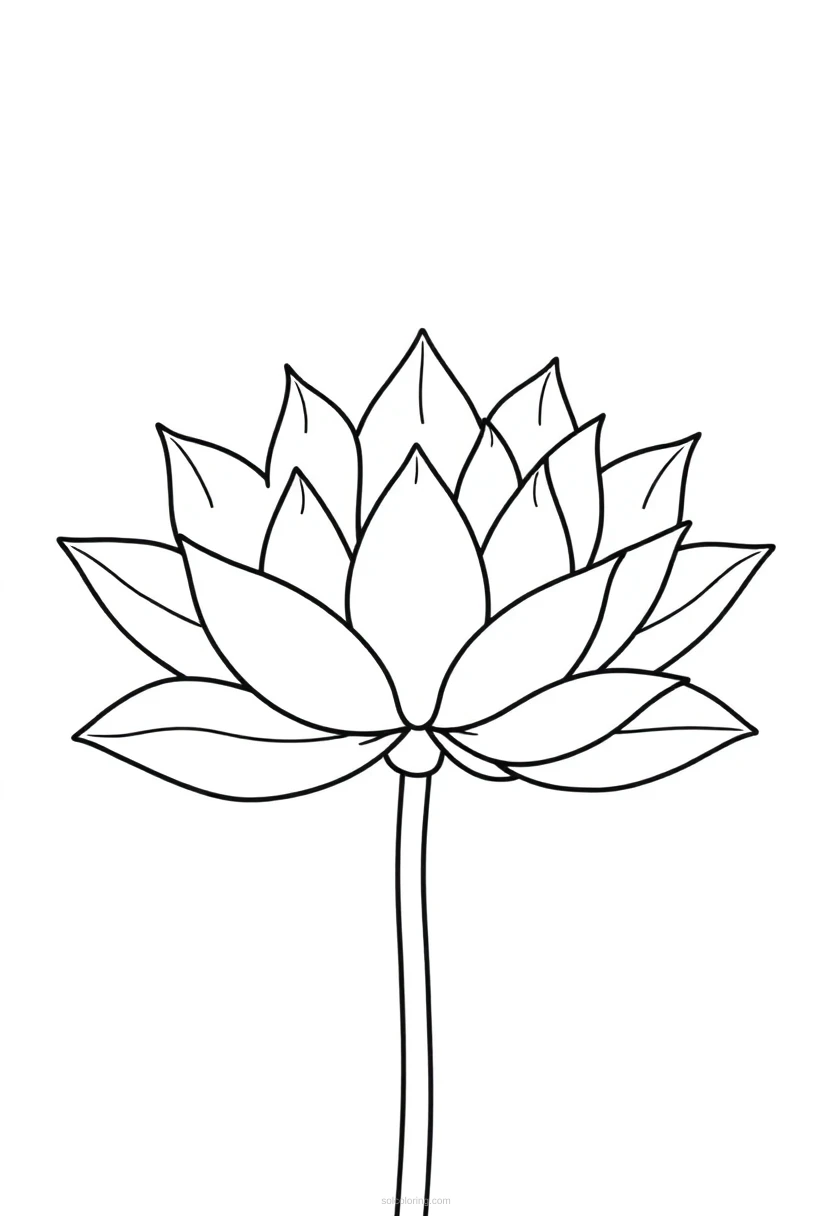 Lotus Simple coloring page for kids
