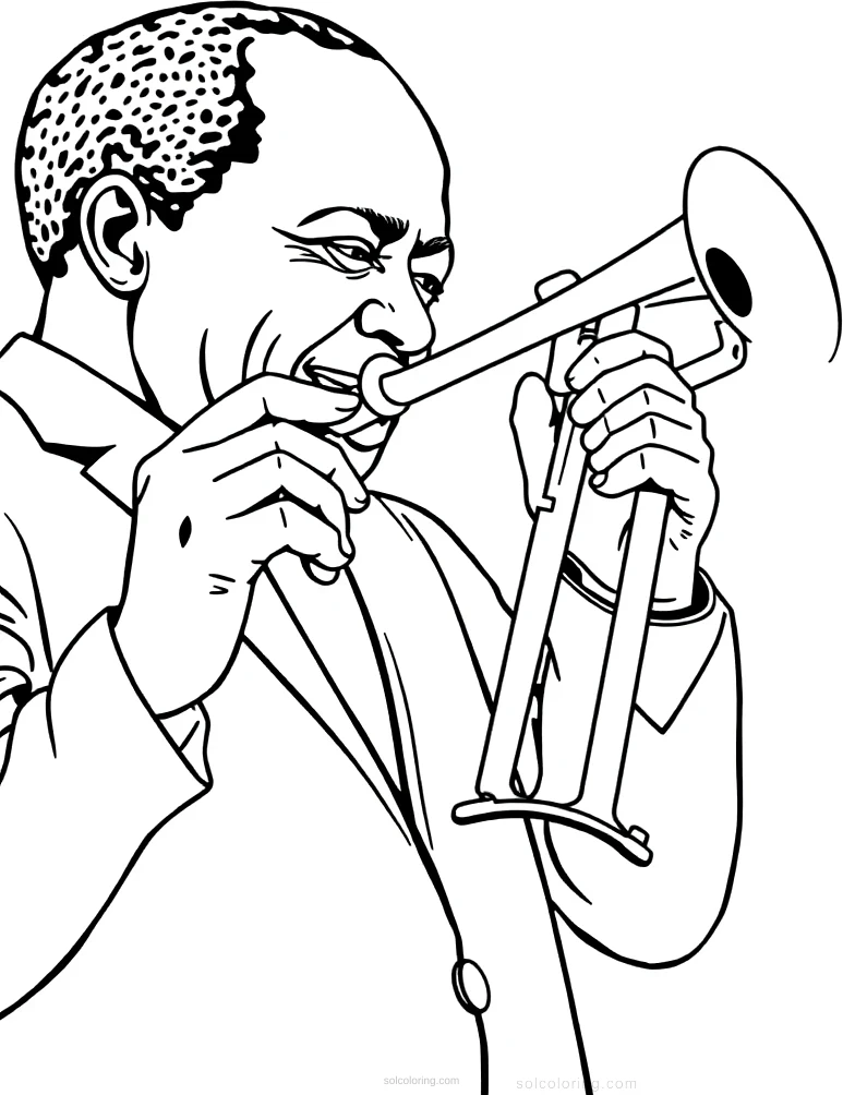 Louis Armstrong With Trumpet coloring pages