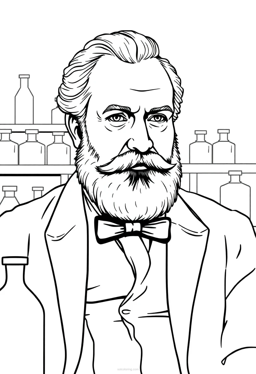 Louis Pasteur In 19th Century Laboratory coloring pages