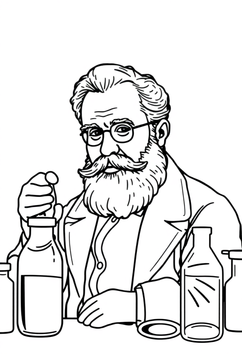 Louis Pasteur in Medical Laboratory coloring page, free printable