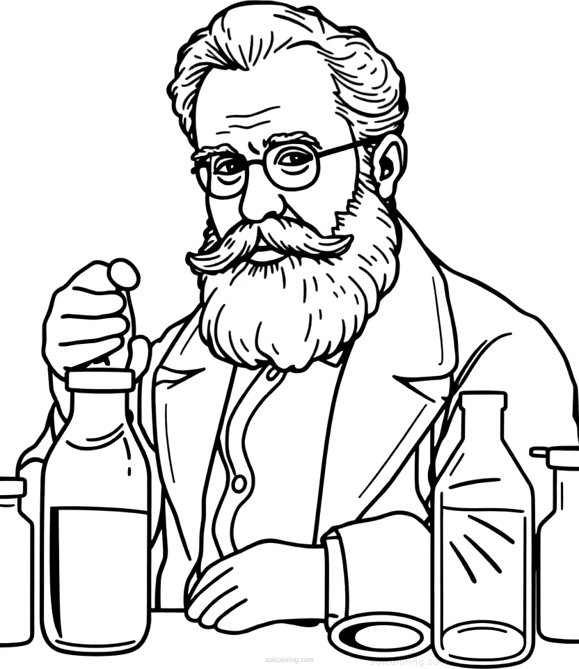 Louis Pasteur in Medical Laboratory coloring page for kids