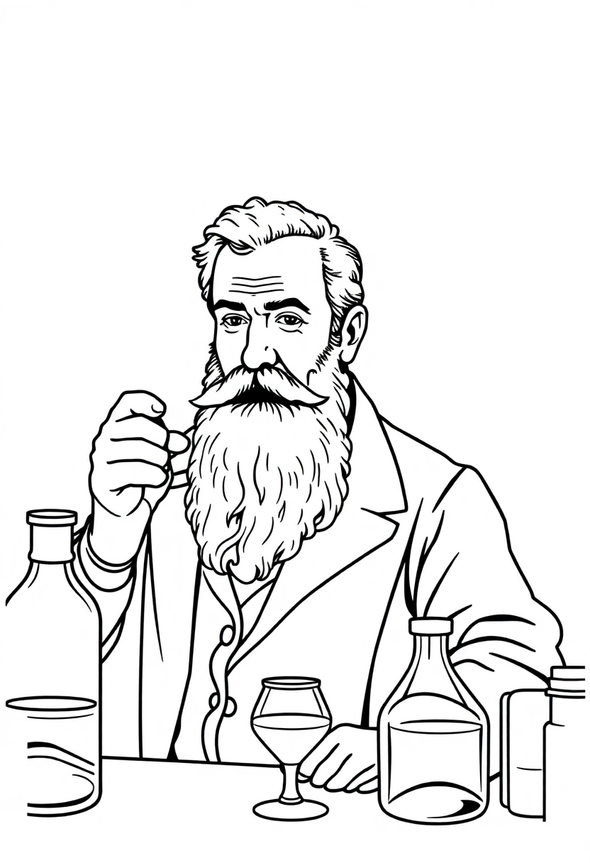 Louis Pasteur in Medical Laboratory coloring page, free printable