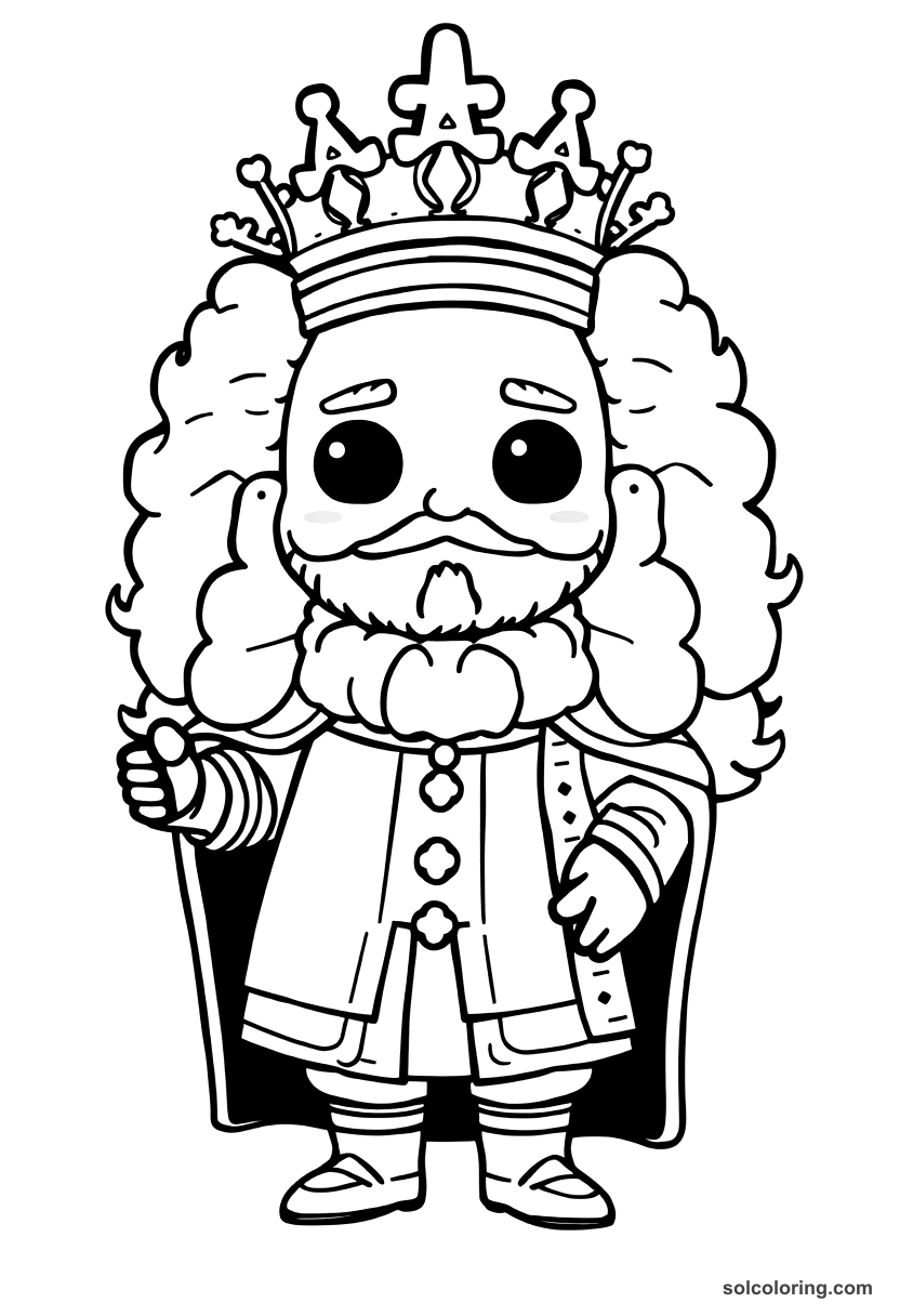 Chibi Louis XIV the Sun King at Versailles coloring page, free printable chibi style