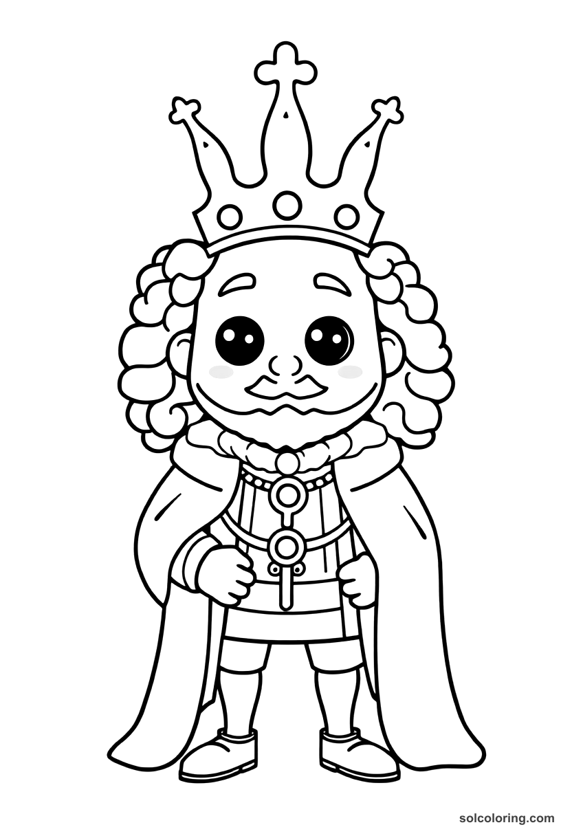 Cute Cartoon Louis XIV the Sun King at Versailles coloring page, free printable cute cartoon style