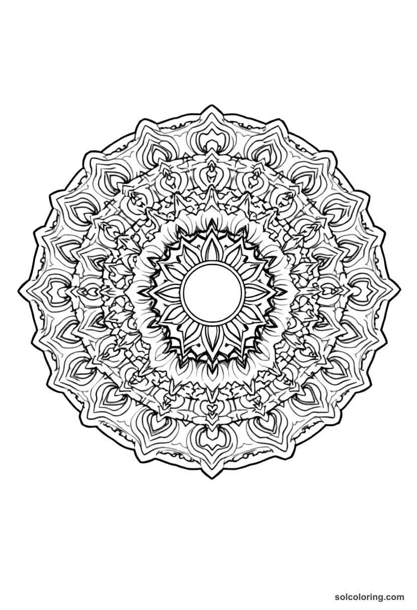 Mandala Louis XIV the Sun King at Versailles coloring page, free printable mandala style