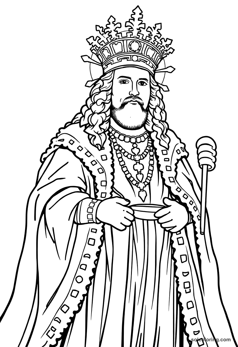 Simple Louis XIV the Sun King at Versailles coloring page, free printable simple style