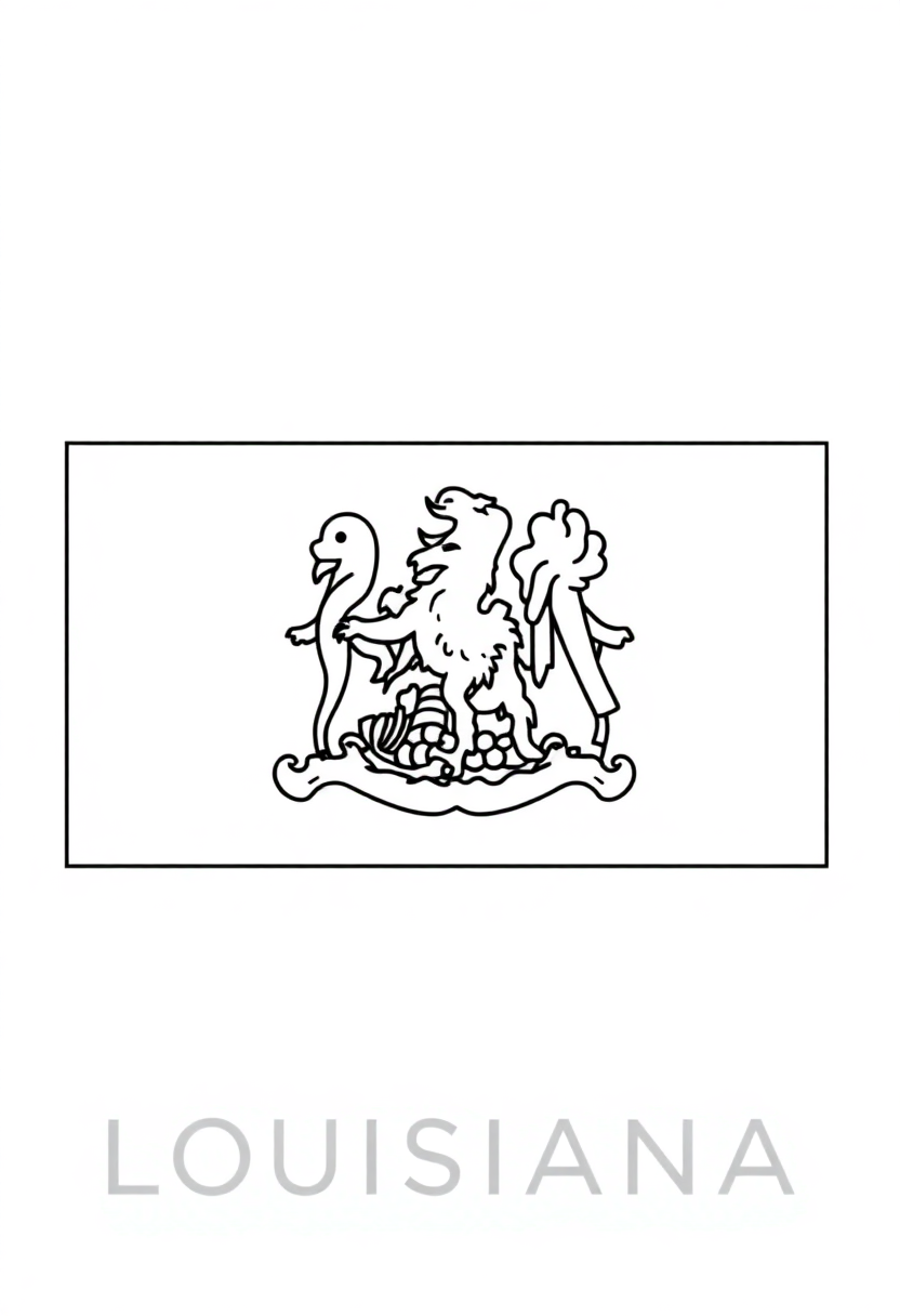 Louisiana State Flag coloring page, free printable