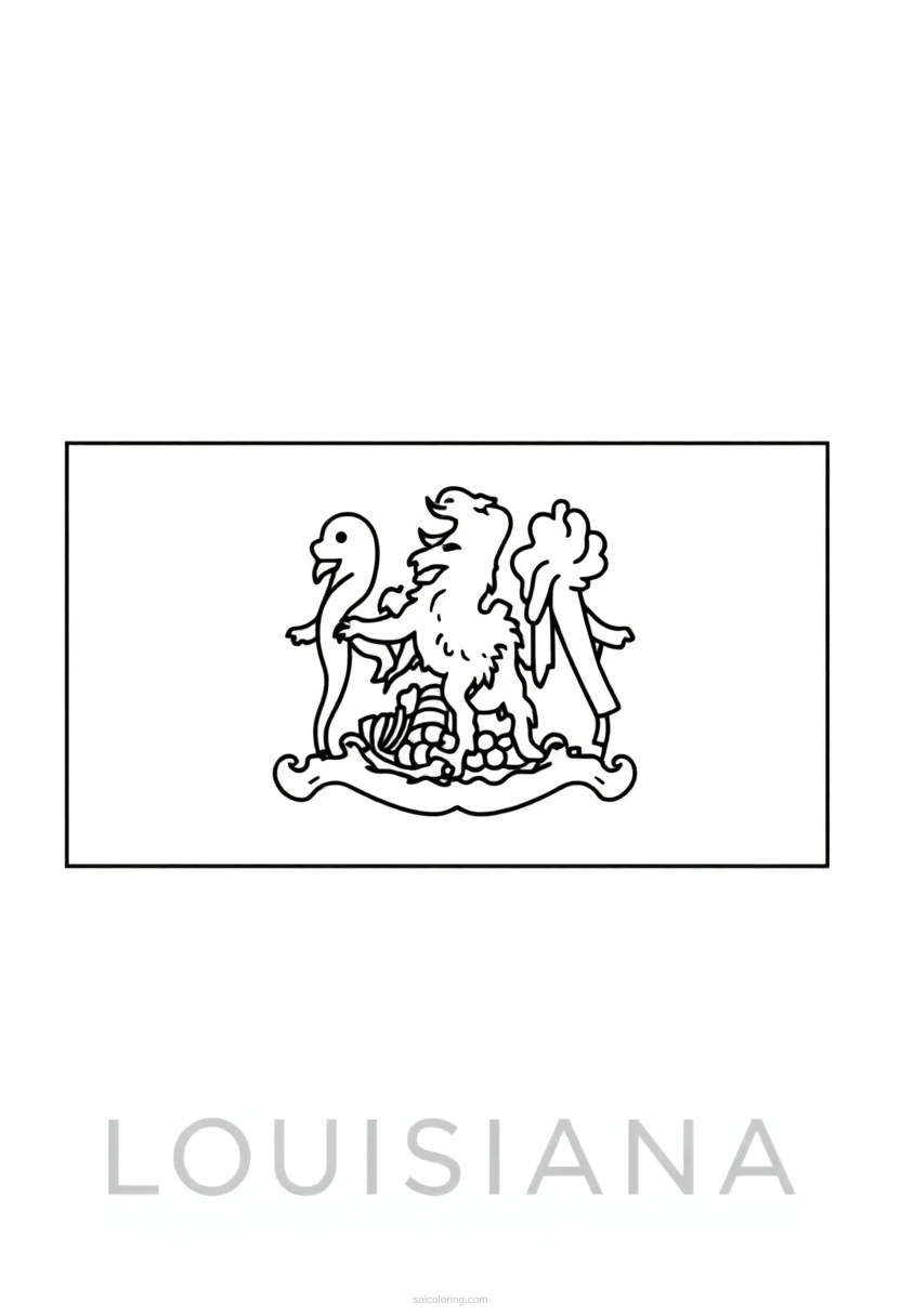 Louisiana State Flag coloring page for kids