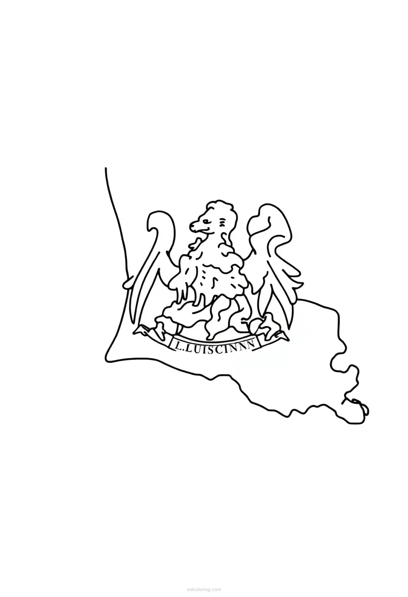 Louisiana State Flag coloring page for kids