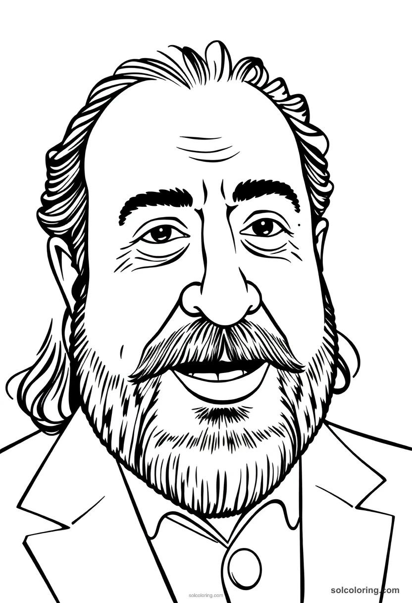 Caricature Luciano Pavarotti caricature coloring page for kids