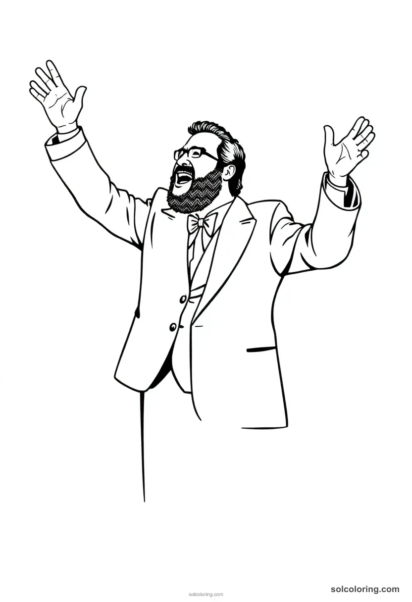 Silhouette Luciano Pavarotti silhouette coloring page for kids