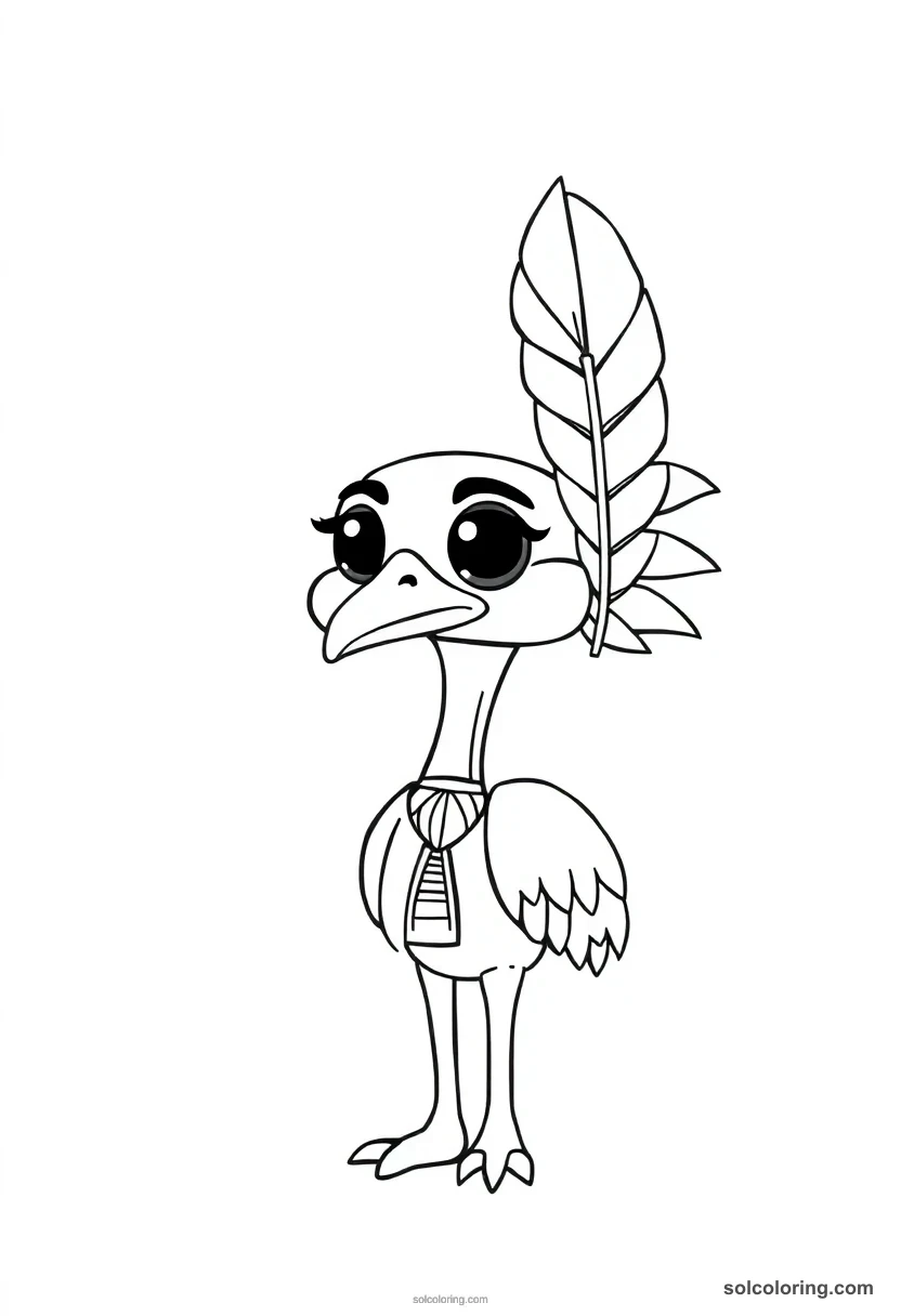 Cute Cartoon Ma'at with Ostrich Feather cute cartoon coloring page for kids
