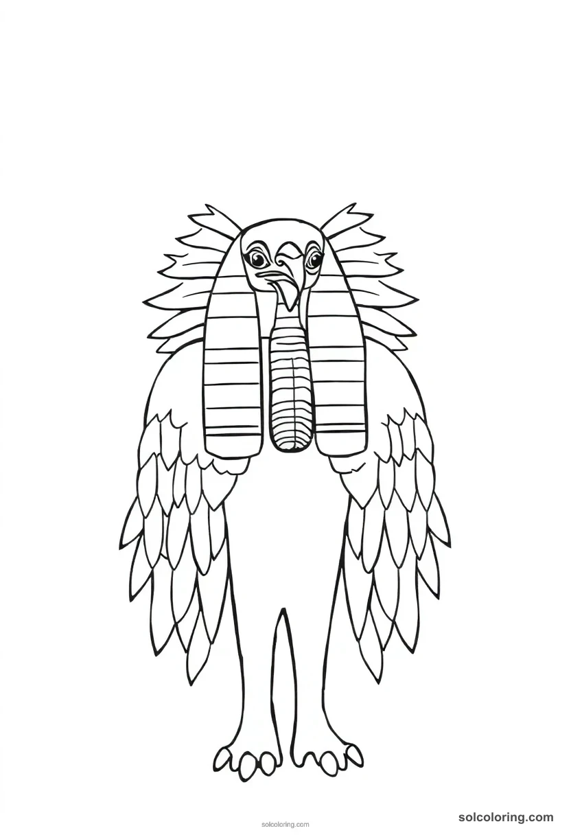 Simple Ma'at with Ostrich Feather simple coloring page for kids