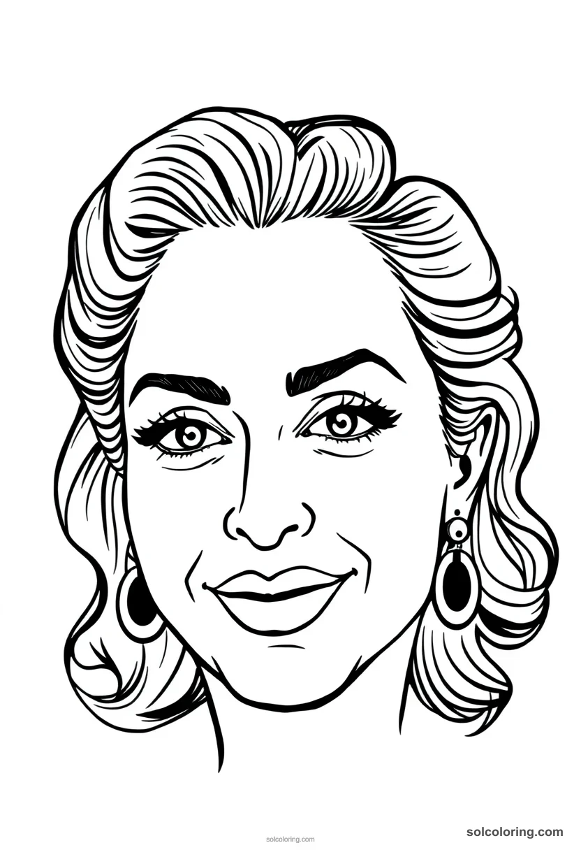 Caricature Madonna caricature coloring page for kids