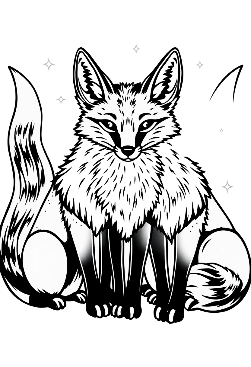 Magic Foxes coloring page for kids
