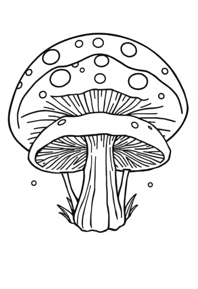 Magic Mushroom Circle coloring page for kids