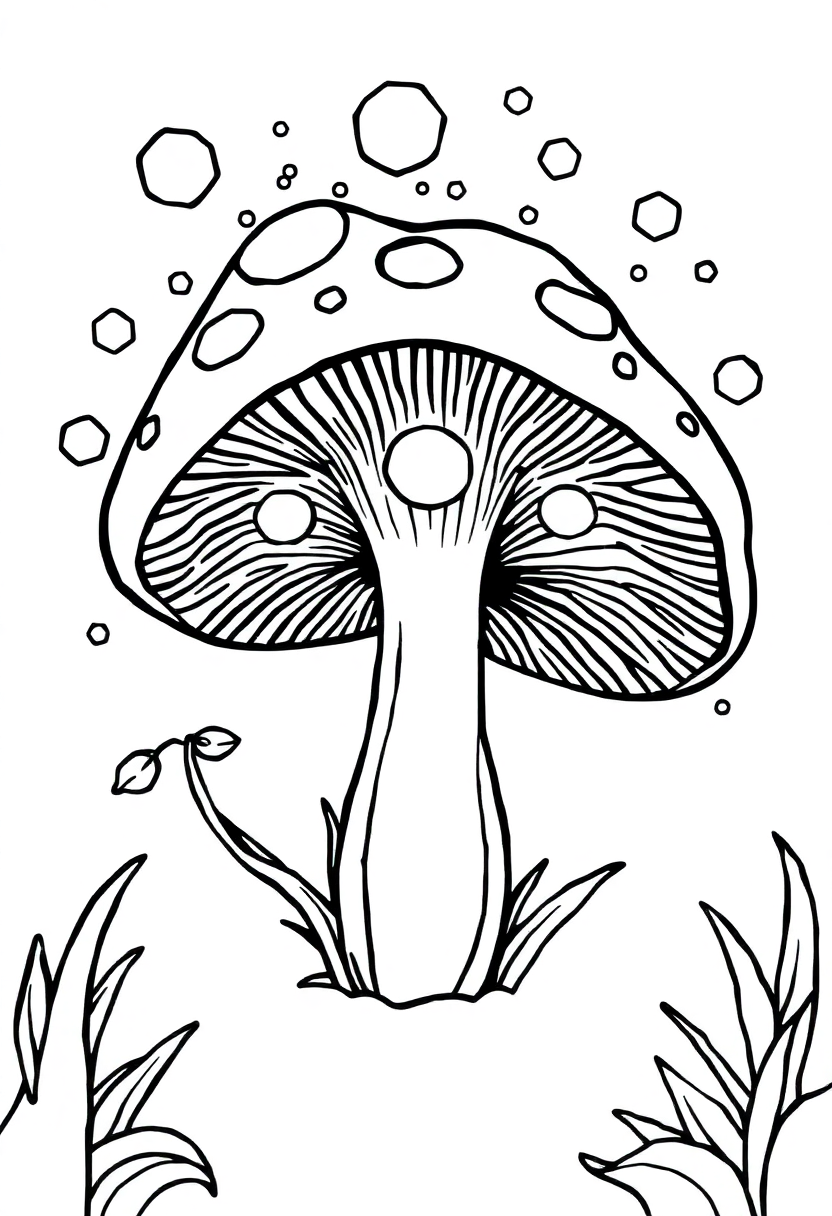 Magic Mushroom Circle coloring pages