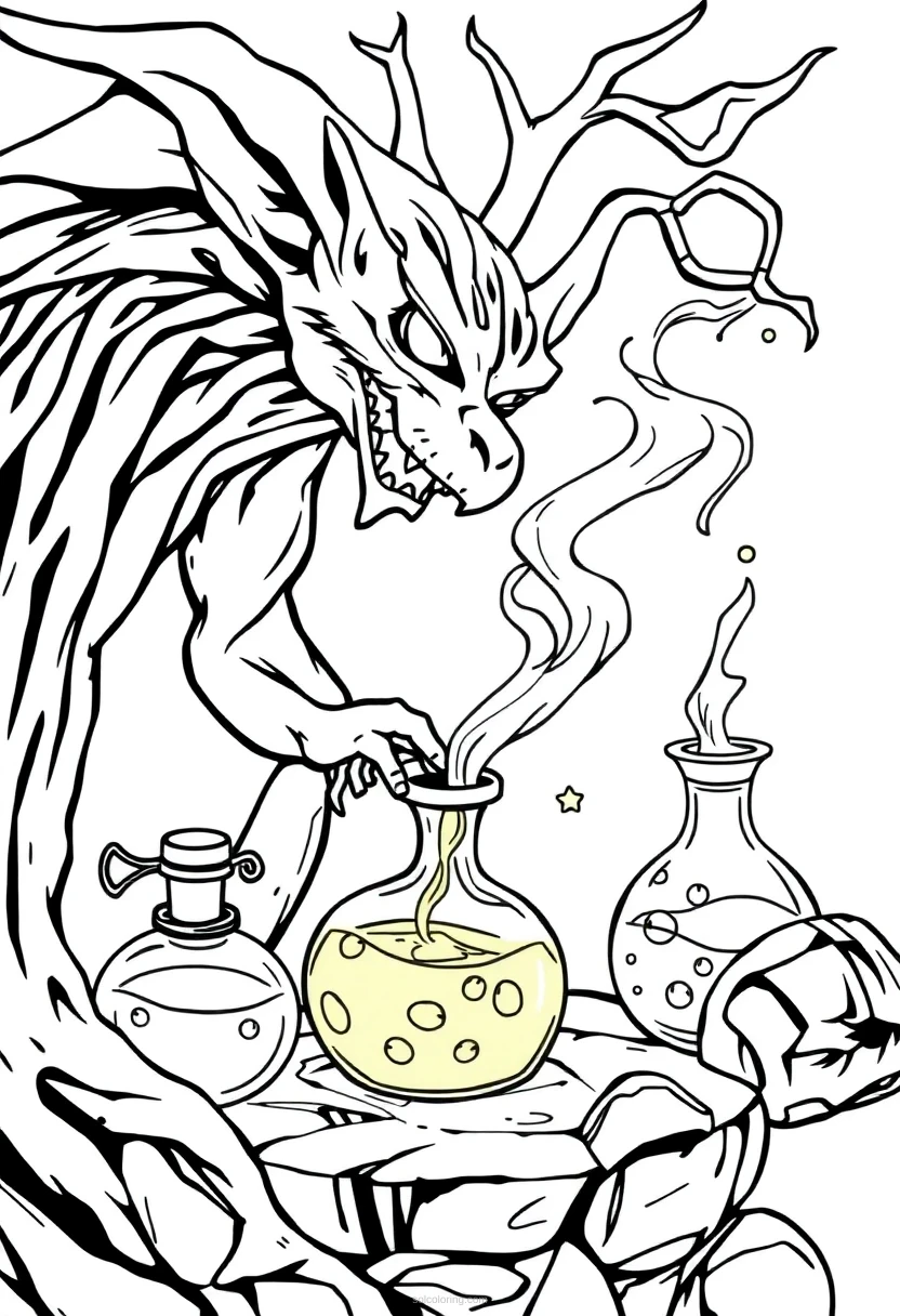 Magic Potions Chibi coloring page for kids