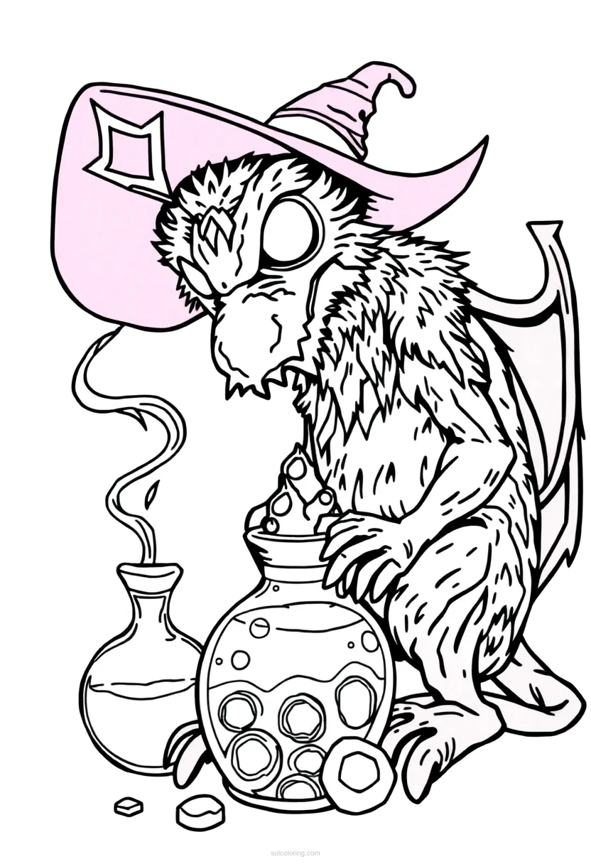 Magic Potions Chibi coloring page for kids