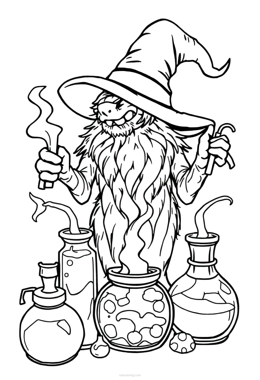 Magic Potions Chibi coloring page for kids