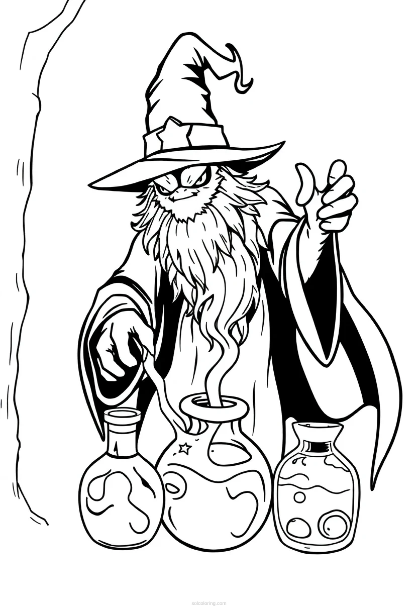 Magic Potions Cute Cartoon coloring page for kids