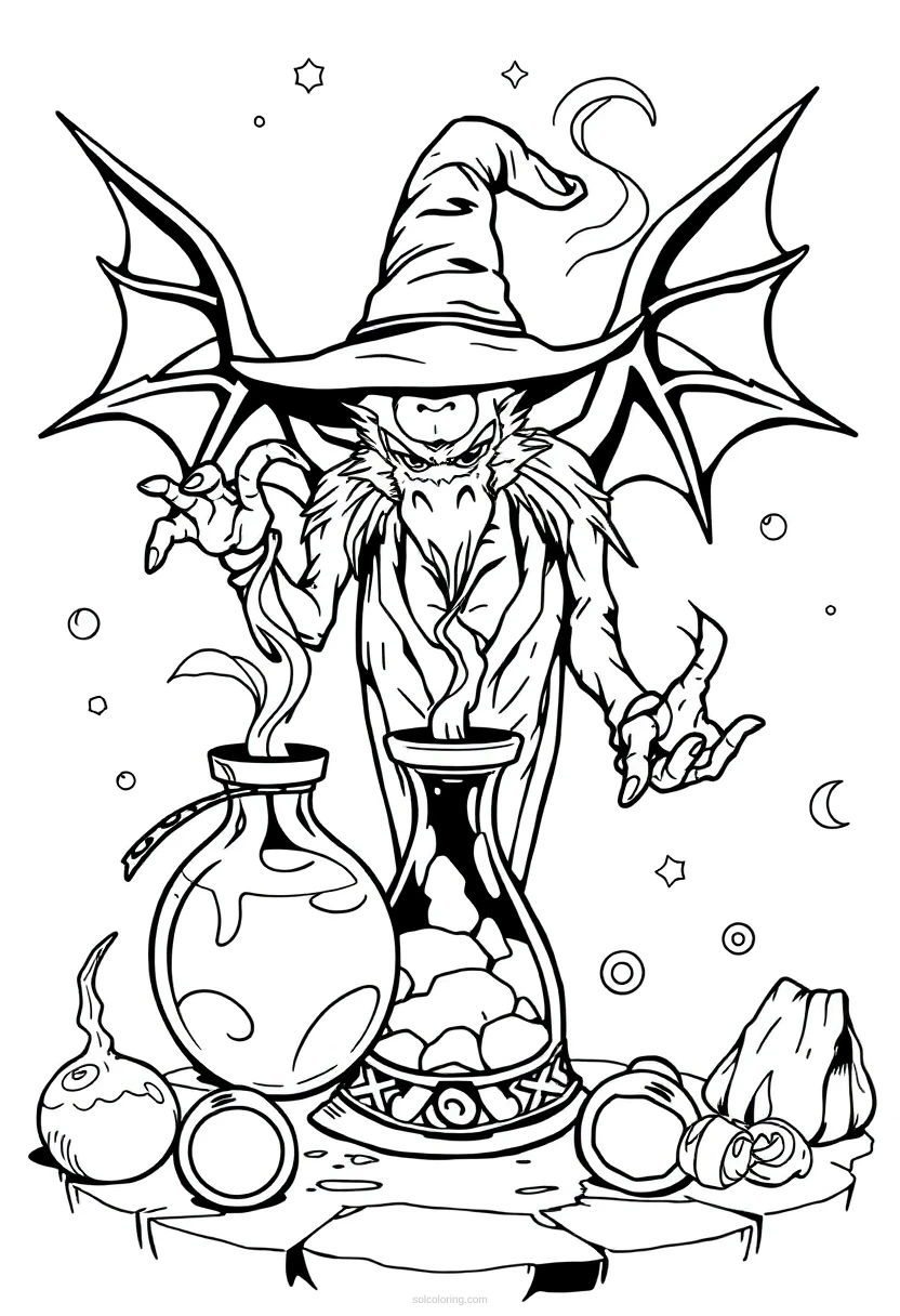 Magic Potions Cute Cartoon coloring page for kids
