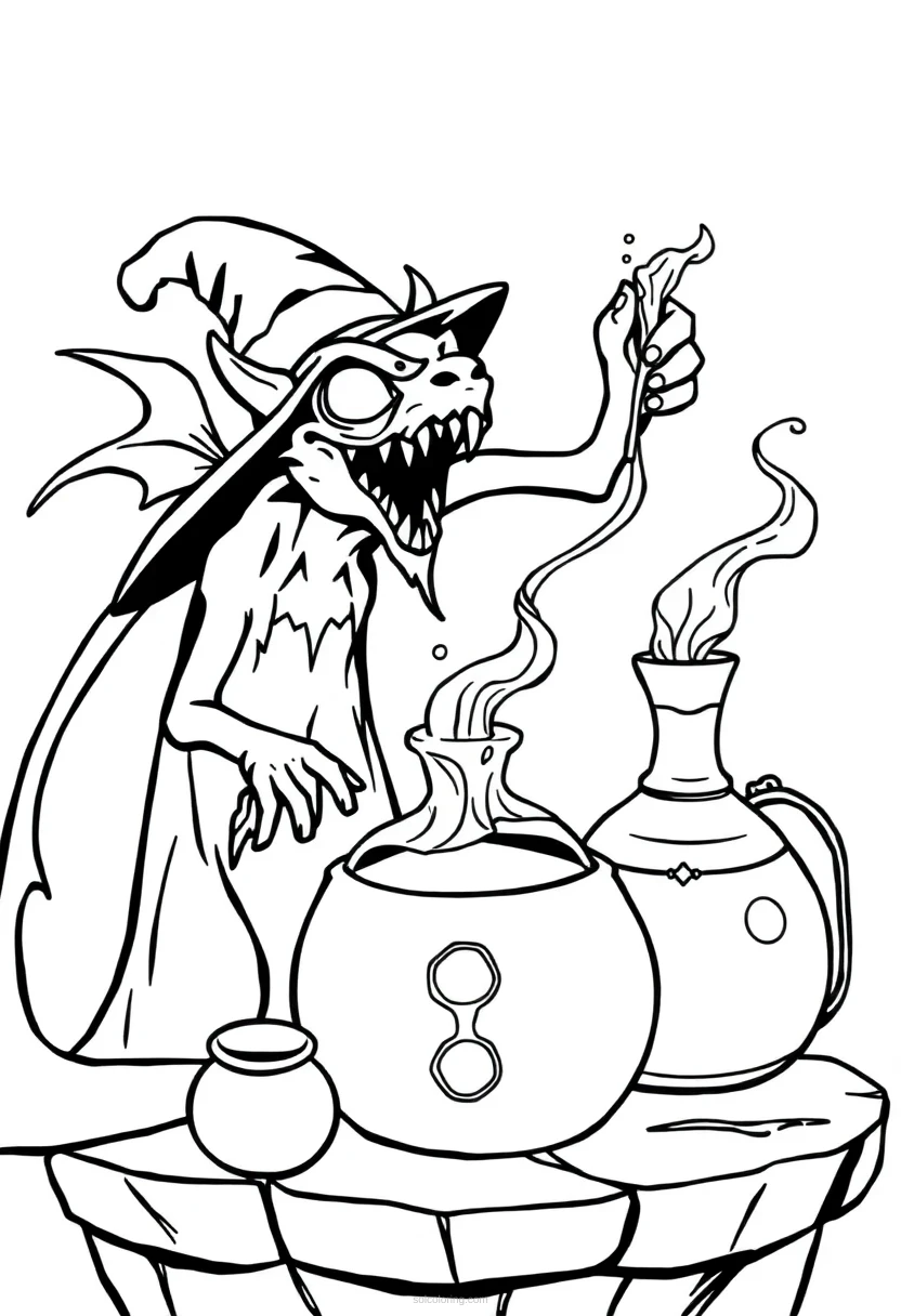 Magic Potions Cute Cartoon coloring page for kids