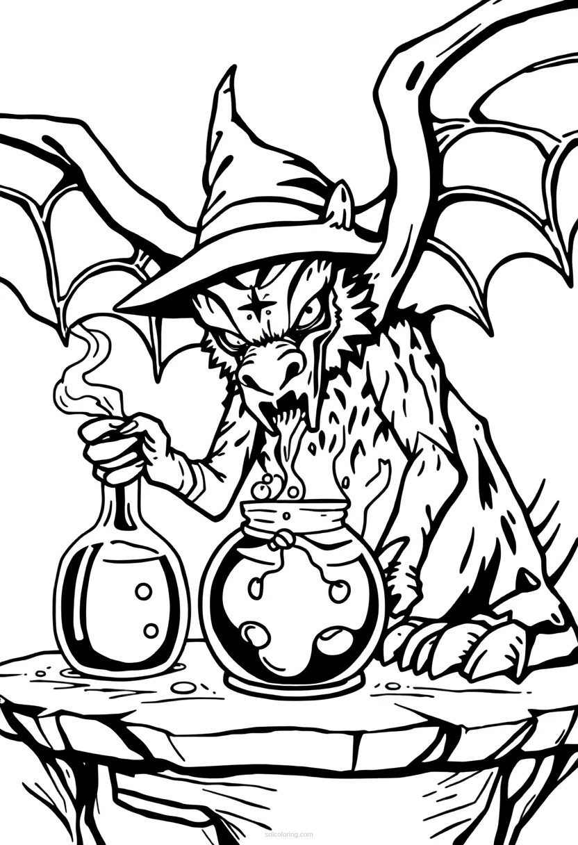 Magic Potions Cute Cartoon coloring page for kids