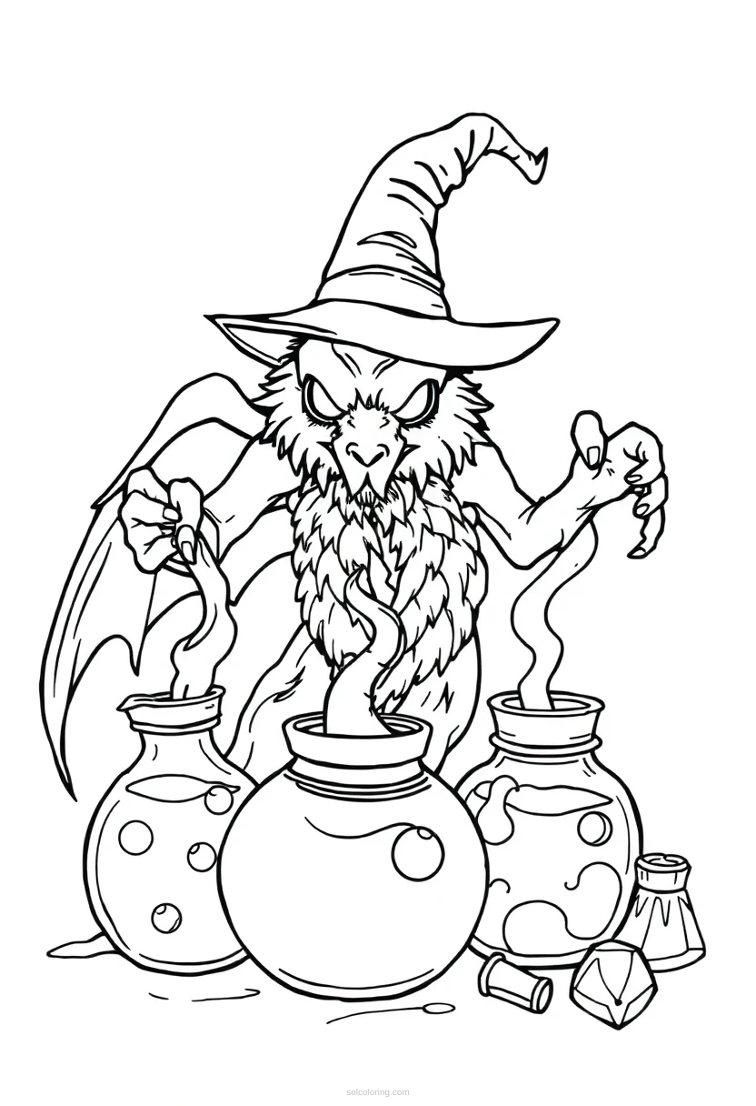 Magic Potions Cute Cartoon coloring page for kids
