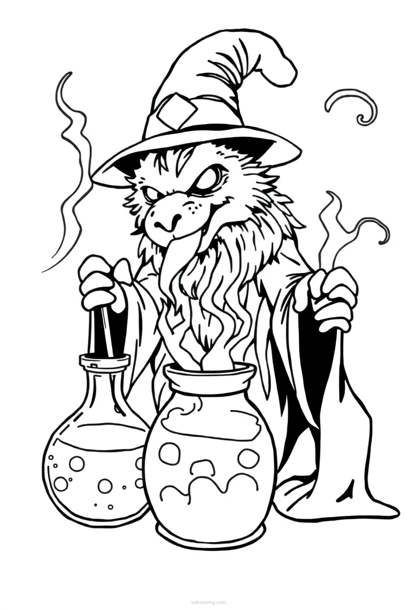 Magic Potions Detailed coloring page for kids