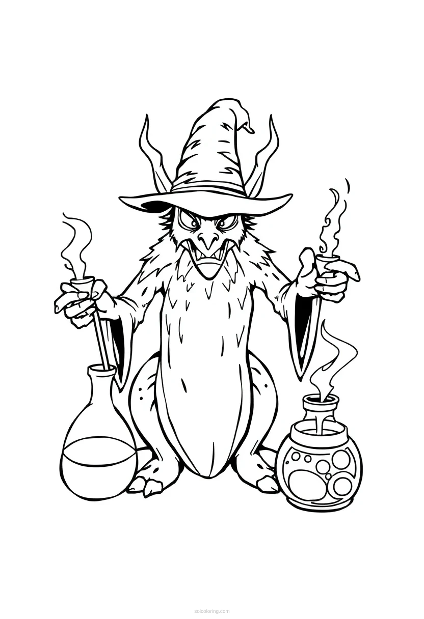 Magic Potions Detailed coloring page for kids